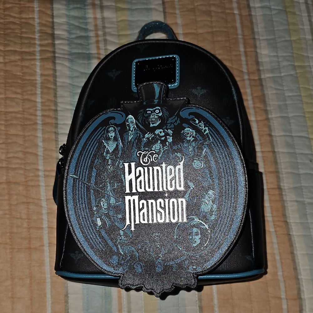 Loungefly Haunted Mansion Glow in the Dark Black and Teal Backpack